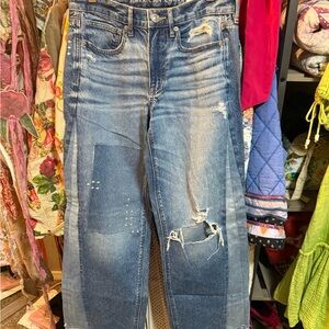 American Eagle Outfitters Women's Ripped Blue Boyfriend Jeans